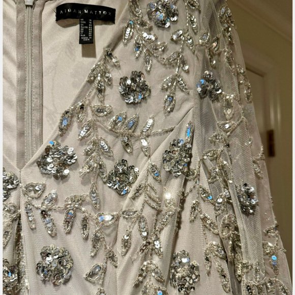 Aidan Mattox Beaded Tulle Gown Size 16 - Picture 3 of 7